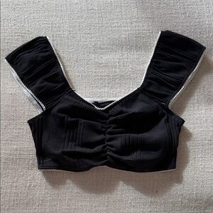 Forever 21 Black Crop Top with White Trim